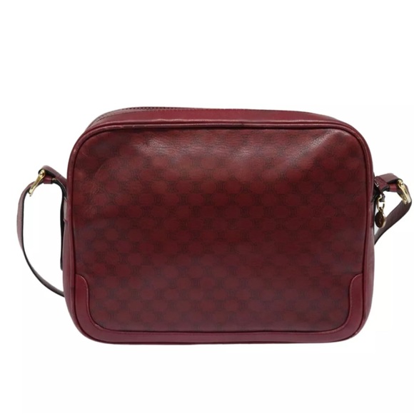 CELINE Macadam Canvas Shoulder Bag Leather Red Gold Authentic fm3695 - Vintage - Picture 7 of 15